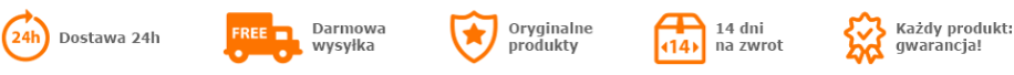 dostawa 24h, darmowa wysyłka, oryginalne produkty, 14 dni na zwrot, każdy produkt: gwarancja