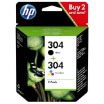 Oryginalny zestaw tuszy 3JB05A (HP 304BK + CMYK) Czarny + Kolor marki Hewlett Packard