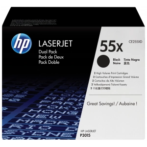 Oryginalny dwupak tonerów CE255X (HP 55X) Czarny Wydajny