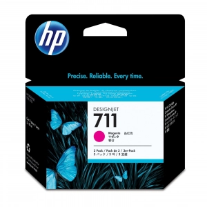 Zestaw oryginalny tuszy CZ135A (HP 711) Purpurowy - 3 sztuki