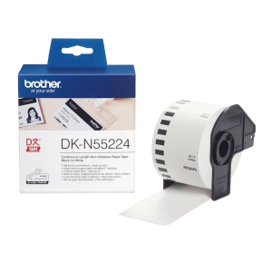 Taśma do Brother DK-N55224 czarny nadruk na białym tle, 54mm x 30,48 metrów na rolce BEZ KLEJU oryginalna