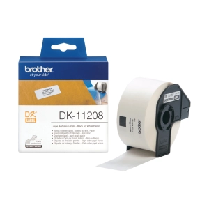 Etykiety do Brother DK-11208 czarny nadruk na białym tle, 38mm x 90mm 400szt etykiet na rolce oryginalna