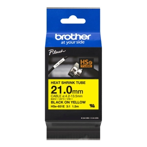 Brother taśma Brother HSE-651E czarny druk/żółty podkład, 1.5m, 21mm