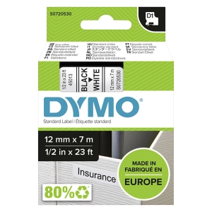 Taśma do Dymo D1 45013 12mm 7m biała taśma czarny napis S0720530 oryginalna