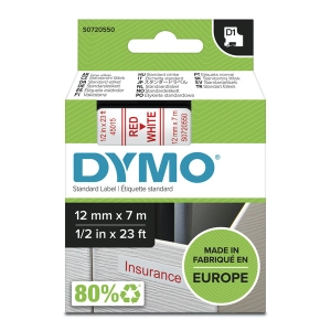 Taśma do Dymo D1 45015 12mm 7m biała taśma czerwony napis S0720550 oryginalna