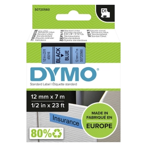Taśma do Dymo D1 45016 12mm 7m niebieska taśma czarny napis S0720560 oryginalna