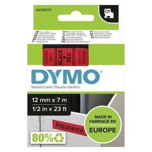 Taśma do Dymo D1 45017 12mm 7m czerwona taśma czarny napis S0720570 oryginalna