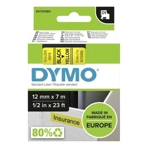 Taśma do Dymo D1 45018 12mm 7m żółta taśma czarny napis S0720580 oryginalna
