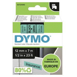 Taśma do Dymo D1 45019 12mm 7m zielona taśma czarny napis S0720590 oryginalna