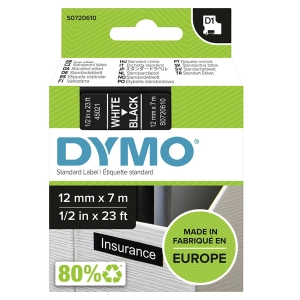Taśma do Dymo D1 45021 12mm 7m czarna taśma biały napis S0720610 oryginalna