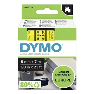 Taśma do Dymo D1 40918 9mm 7m żółta taśma czarny napis S0720730 oryginalna