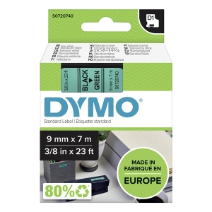 Taśma do Dymo D1 40919 9mm 7m zielona taśma czarny napis S0720740 oryginalna