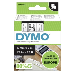 Taśma do Dymo D1 43613 6mm 7m biała taśma czarny napis S0720780 oryginalna