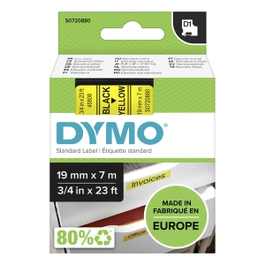 Taśma do Dymo D1 45808 19mm 7m żółta taśma czarny napis S0720880 oryginalna