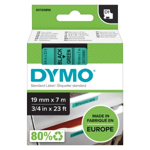 Taśma do Dymo D1 45809 19mm 7m zielona taśma czarny napis S0720890 oryginalna