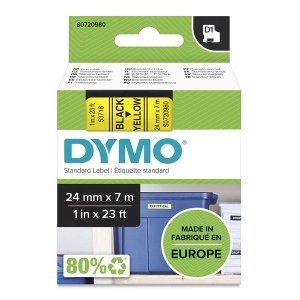 Taśma do Dymo D1 53718 24mm 7m żółta taśma czarny napis S0720980 oryginalna