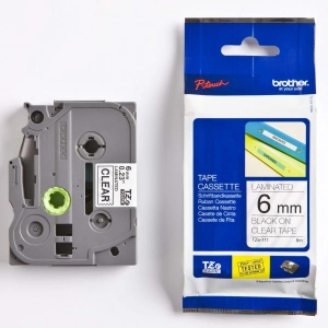 Taśma do Brother Tze-111 6mm 8m przeźroczysta taśma czarny napis oryginalna