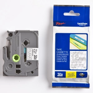 Taśma do Brother TZe-135 12mm 8m przeźroczysta taśma biały napis oryginalna