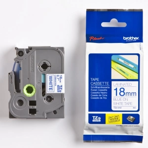 Taśma do Brother TZe-243 18mm 8m biała taśma niebieski napis oryginalna