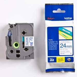 Taśma do Brother TZe-253 24mm 8m biała taśma niebieski napis oryginalna