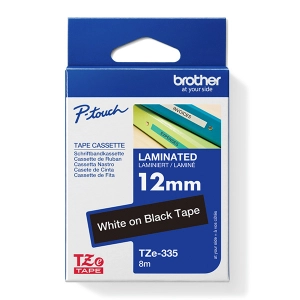 Taśma do Brother TZe-335 12mm 8m czarna taśma biały napis oryginalna