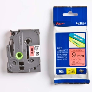 Taśma do Brother TZe-421 9mm 8m czerwona taśma czarny napis oryginalna