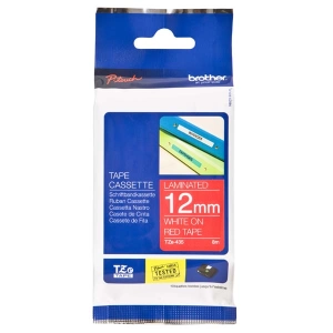 Taśma do Brother TZe-435 12mm 8m czerwona taśma biały napis oryginalna