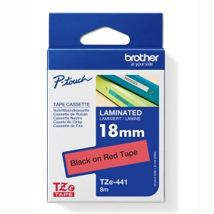 Taśma do Brother TZe-441 18mm 8m czerwona taśma czarny napis oryginalna