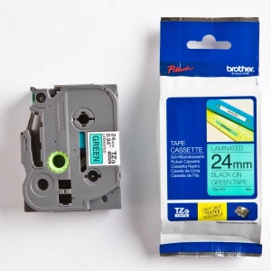Taśma do Brother TZe-751 24mm 8m zielona taśma czarny napis oryginalna