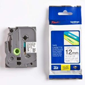 Taśma do Brother TZe-M31 12mm 8m MATOWA przeźroczysta taśma czarny napis oryginalna