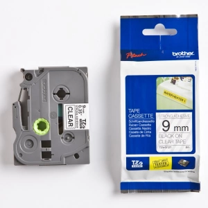 Taśma do Brother TZe-S121 9mm 8m przeźroczysta taśma czarny napis mocny klej strong oryginalna