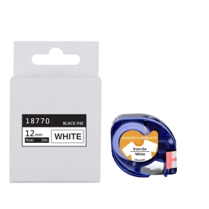 Taśma do Dymo Letra Tag 18770 12mm 2m biała taśma, czarny napis WPRASOWANKA