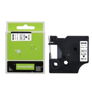 Taśma do Dymo D1 45013 12mm 7m biała taśma czarny napis S0720530