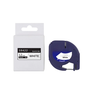 Taśma do Dymo Letra Tag 59422 12mm 4m biała taśma, czarny napis S0721660