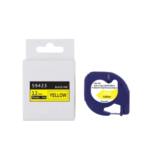 Taśma do Dymo Letra Tag 59423 12mm 4m żółta taśma, czarny napis S0721620