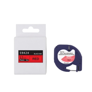 Taśma do Dymo Letra Tag 59424 12mm 4m czerwona taśma, czarny napis S0721630
