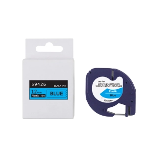 Taśma do Dymo Letra Tag 59426 12mm 4m niebieska taśma, czarny napis