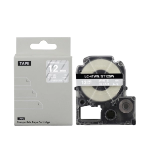 Taśma do Epson AS-12KW LA-4WBN 12mm 8m biała taśma czarny napis