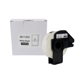 Etykiety do Brother DK-11203 czarny nadruk na białym tle, 87mm x 17mm 300szt etykiet na rolce