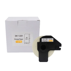 Etykiety do Brother DK-11209 czarny nadruk na POMARAŃCZOWYM tle, 29mm x 62mm 800szt etykiet na rolce