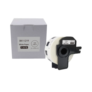 Etykiety do Brother DK-11219 czarny nadruk na białym tle, 12 mm średnicy 1200szt etykiet na rolce
