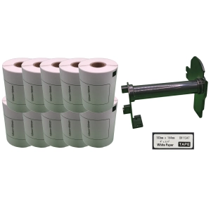 10 x Etykiety do Brother DK-11247 czarny nadruk na białym tle 103mm x 164mm 180szt etykiet na rolce WYMIENNY UCHWYT