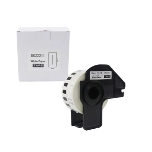 Taśma do Brother DK-22211 czarny nadruk na białym tle, 29mm x 15,24 metrów na rolce FOLIOWA