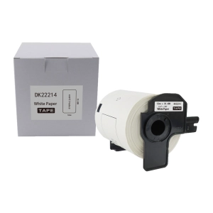 Etykiety do Brother DK-22214 czarny nadruk na białym tle, 12mm x 30,48 metrów na rolce