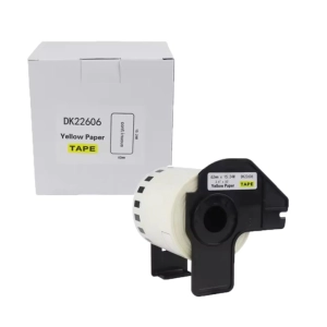 Taśma do Brother DK-22606 czarny nadruk na żółtym tle, 62mm x 15,24 metrów na rolce ŻÓŁTA