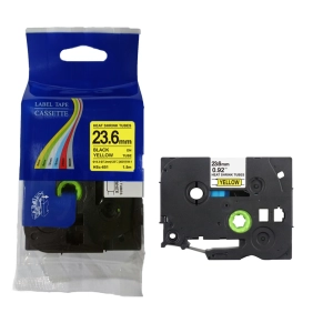 Rurka termokurczliwa do Brother HSe-651 23.6mm 1.5m ?7.3mm-14.3mm żółta rurka czarny nadruk