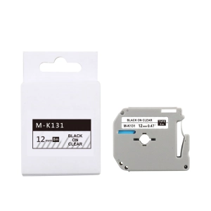 Taśma do Brother M-K131 12mm 8m przeźroczysta taśma czarny napis