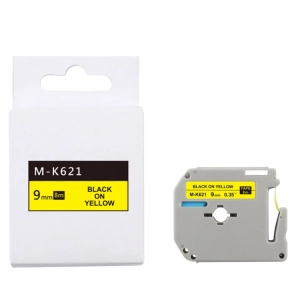 Taśma do Brother M-K621 9mm 8m żółta taśma, czarny napis