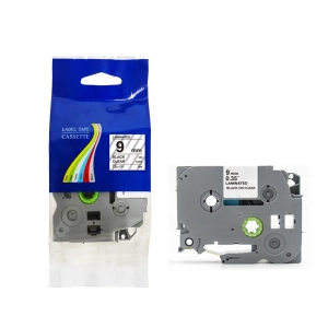 Taśma do Brother TZe-121 9mm 8m przeźroczysta taśma czarny napis