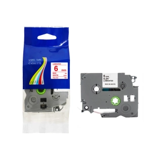 Taśma do Brother TZe-212 6mm 8m biała taśma czerwony napis